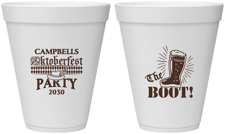 Personalized Oktoberfest 12 oz Foam Cups - Boot | 240006