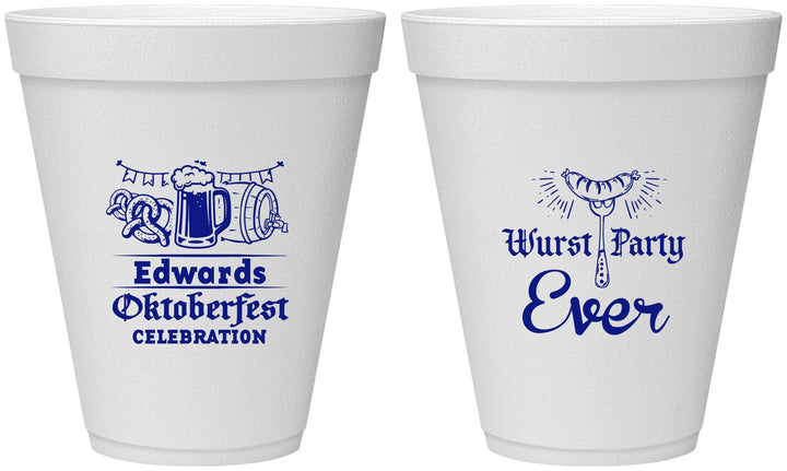 Personalized Oktoberfest 12 oz Foam Cups - Wurst Party Ever | 240008
