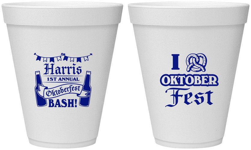 Personalized Oktoberfest 12 oz Foam Cups - Pretzel | 240009
