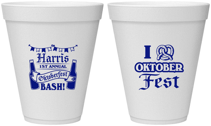Personalized Oktoberfest 12 oz Foam Cups - Pretzel | 240009