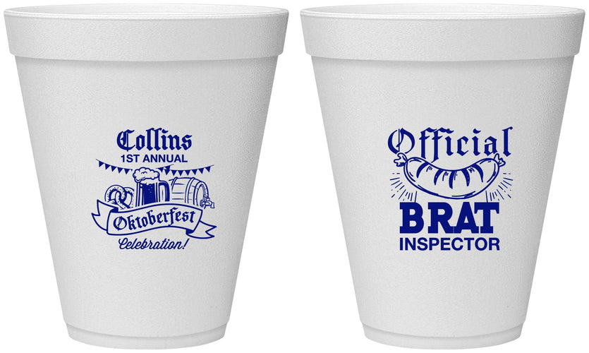 Personalized Oktoberfest 12 oz Foam Cups - Brat Inspector | 240011