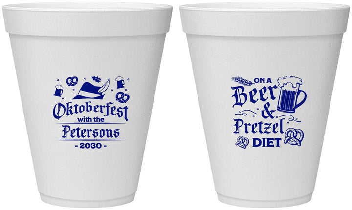 Personalized Oktoberfest 12 oz Foam Cups - Pretzel | 240012