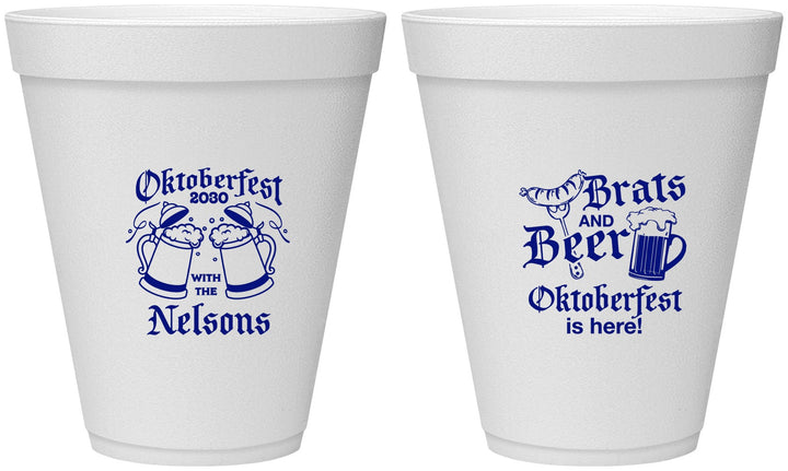 Personalized Oktoberfest 12 oz Foam Cups - Brats Beer | 240013