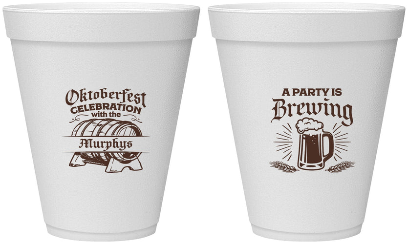 Personalized Oktoberfest 12 oz Foam Cups - Beer Keg | 240014