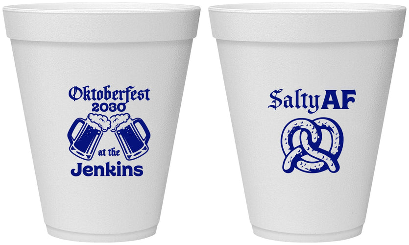 Personalized Oktoberfest 12 oz Foam Cups - Pretzel Salty Af | 240015