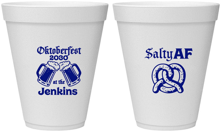 Personalized Oktoberfest 12 oz Foam Cups - Pretzel Salty Af | 240015
