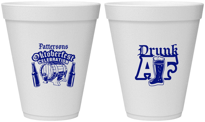 Personalized Oktoberfest 12 oz Foam Cups - Drunk Af | 240016