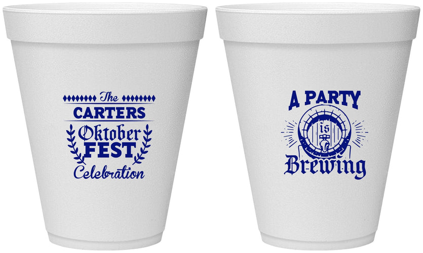 Personalized Oktoberfest 12 oz Foam Cups - Beer Keg | 240017