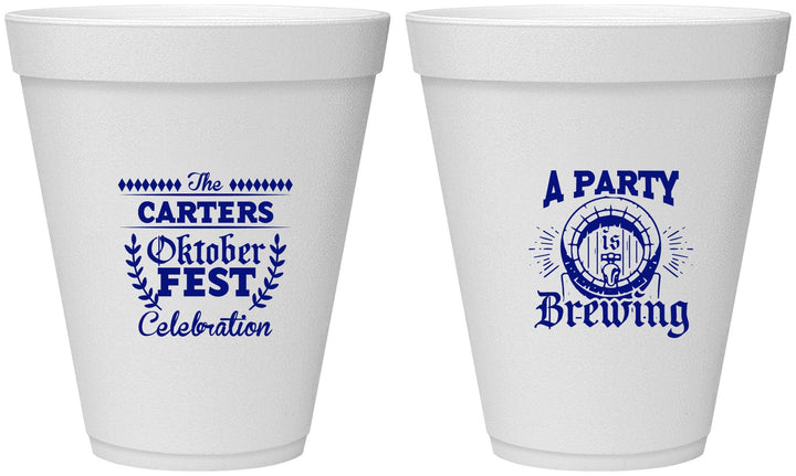 Personalized Oktoberfest 12 oz Foam Cups - Beer Keg | 240017