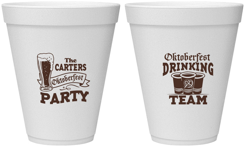 Personalized Oktoberfest 12 oz Foam Cups - Drinking Team | 240018