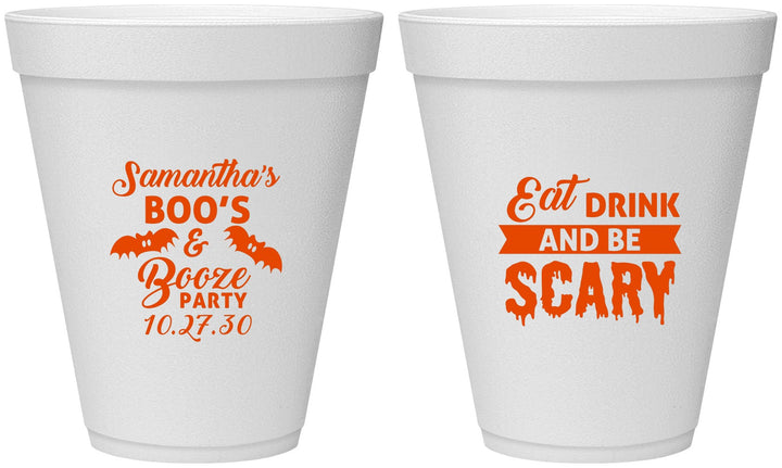 Personalized Halloween 12 oz Foam Cups - Boo Booze Scary | 250000
