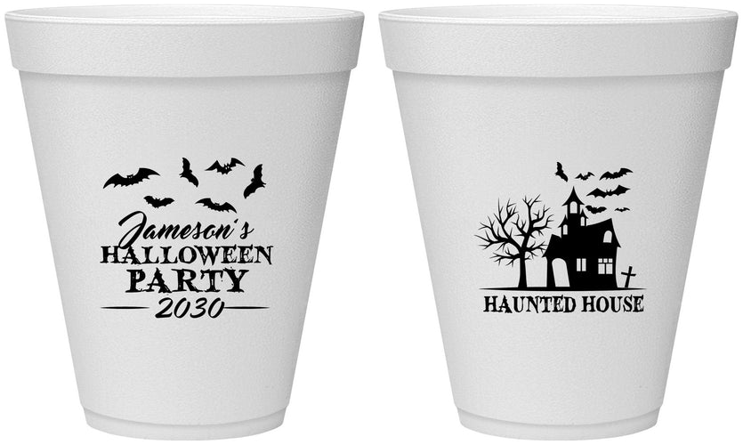 Personalized Halloween 12 oz Foam Cups - Haunted House | 250006