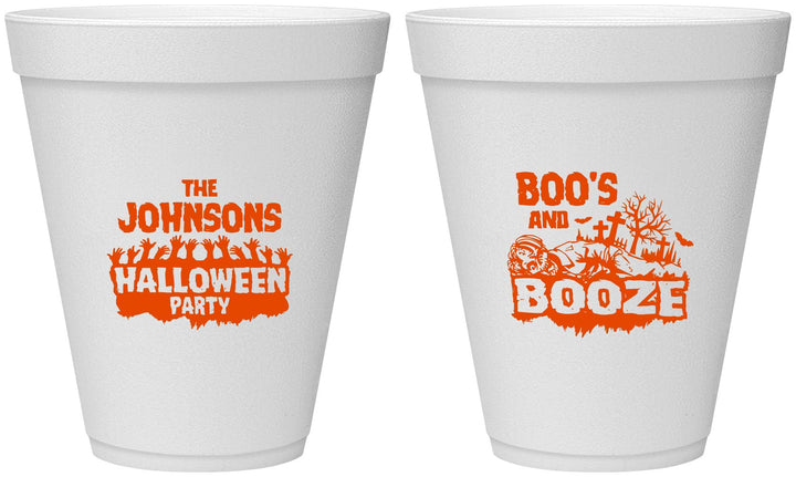 Personalized Halloween 12 oz Foam Cups - Boos And Booze | 250012