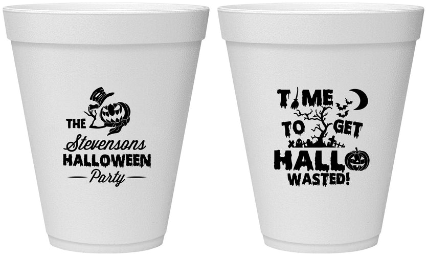 Personalized Halloween 12 oz Foam Cups - Hallowasted Pumpkin | 250013