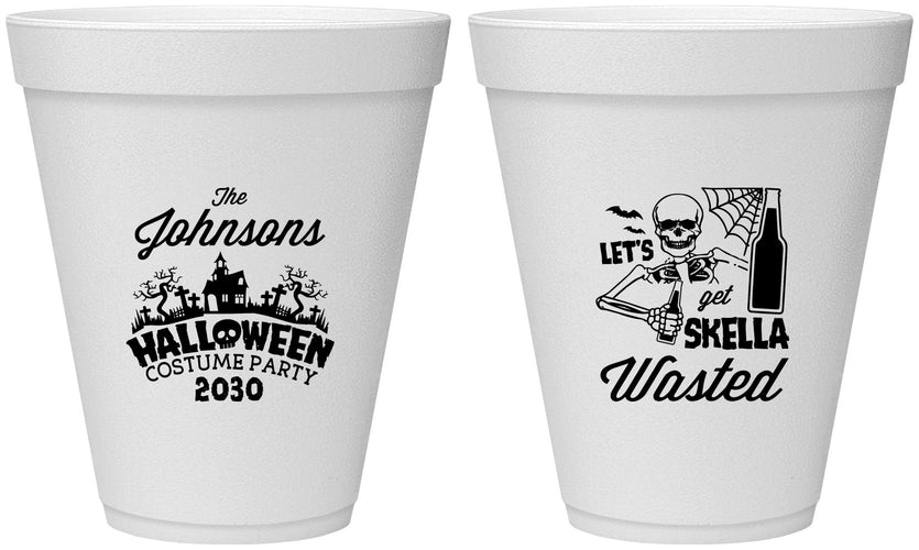 Personalized Halloween 12 oz Foam Cups - Skellawasted Skeleton | 250014