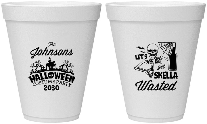Personalized Halloween 12 oz Foam Cups - Skellawasted Skeleton | 250014