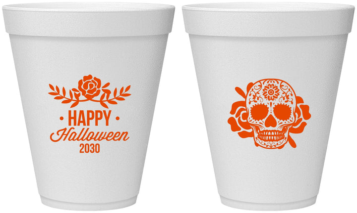 Personalized Halloween 12 oz Foam Cups - Sugar Skull | 250020
