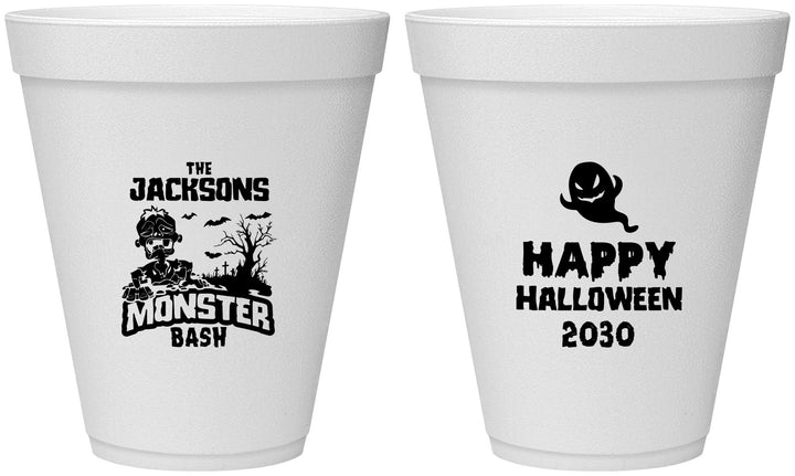 Personalized Halloween 12 oz Foam Cups - Ghost Monster | 250022