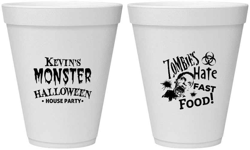 Personalized Halloween 12 oz Foam Cups - Monster Zombie | 250027