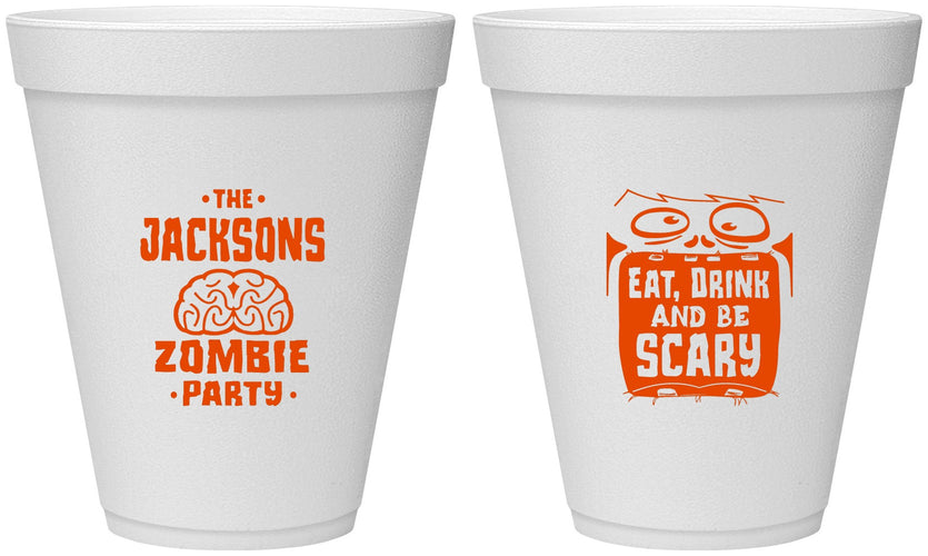 Personalized Halloween 12 oz Foam Cups - Eat Drink Be Scary | 250028