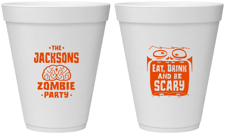 Personalized Halloween 12 oz Foam Cups - Eat Drink Be Scary | 250028