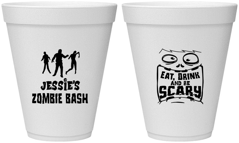 Personalized Halloween 12 oz Foam Cups - Eat Drink Be Scary | 250029