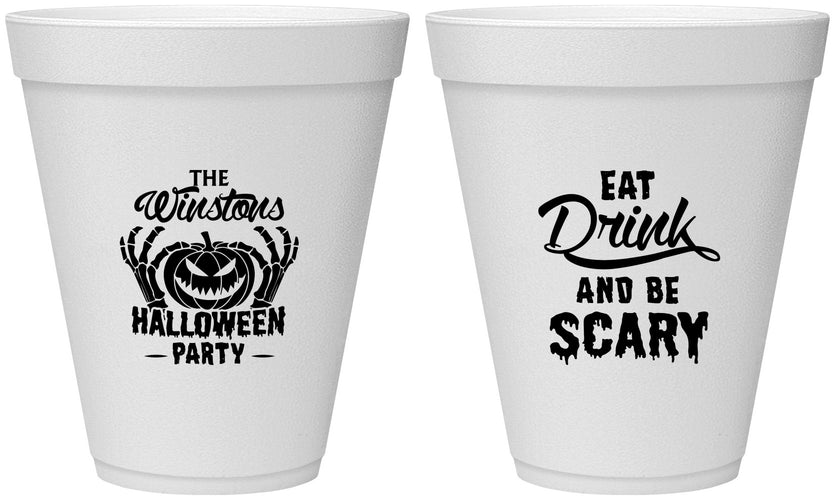 Personalized Halloween 12 oz Foam Cups - Eat Drink Be Scary | 250033