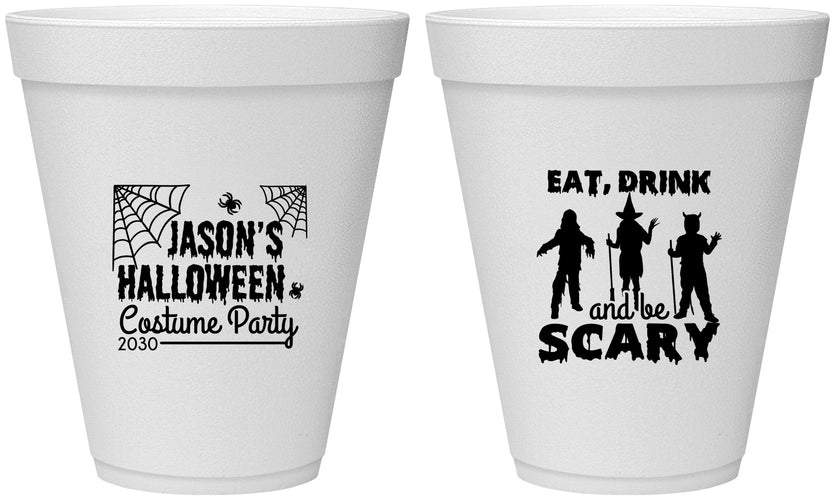 Personalized Halloween 12 oz Foam Cups - Eat Drink Be Scary | 250038