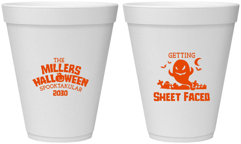 Personalized Halloween 12 oz Foam Cups - Ghost Sheet Faced | 250040