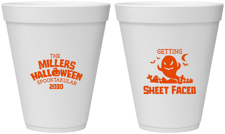 Personalized Halloween 12 oz Foam Cups - Ghost Sheet Faced | 250040