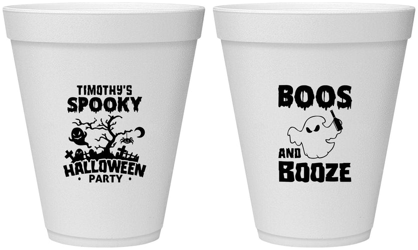 Personalized Halloween 12 oz Foam Cups - Boos And Booze | 250041