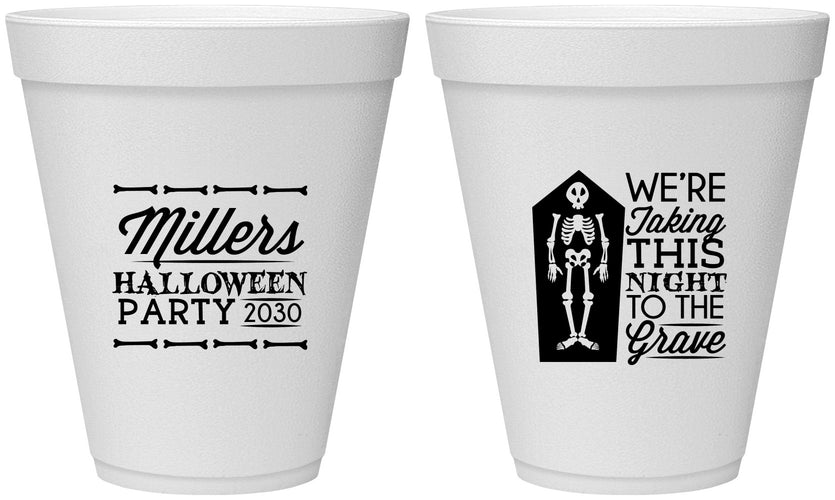 Personalized Halloween 12 oz Foam Cups - Skeleton | 250051