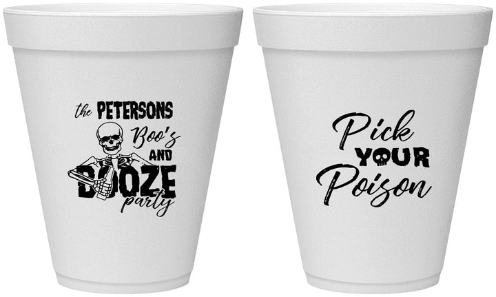 Personalized Halloween 12 oz Foam Cups - Boos And Booze | 250054