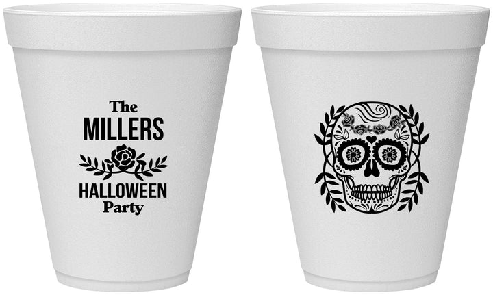 Personalized Halloween 12 oz Foam Cups - Sugar Skull | 250061