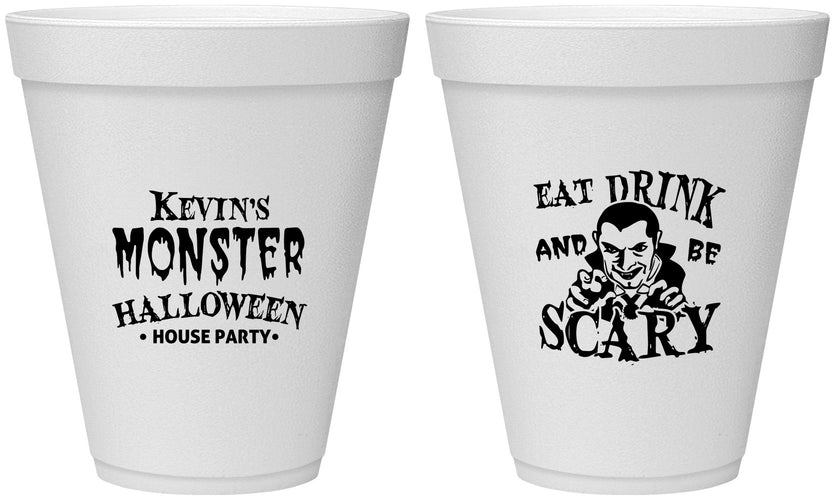 Personalized Halloween 12 oz Foam Cups - Eat Drink Be Scary | 250063