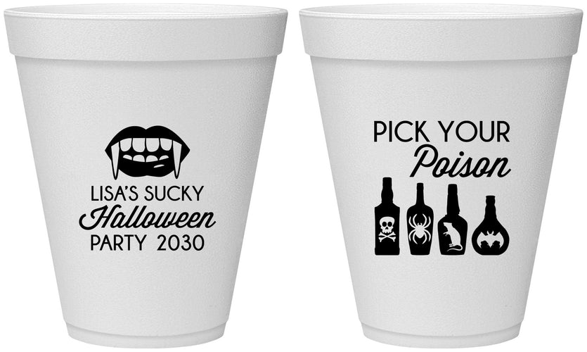 Personalized Halloween 12 oz Foam Cups - Pick Your Poison | 250065
