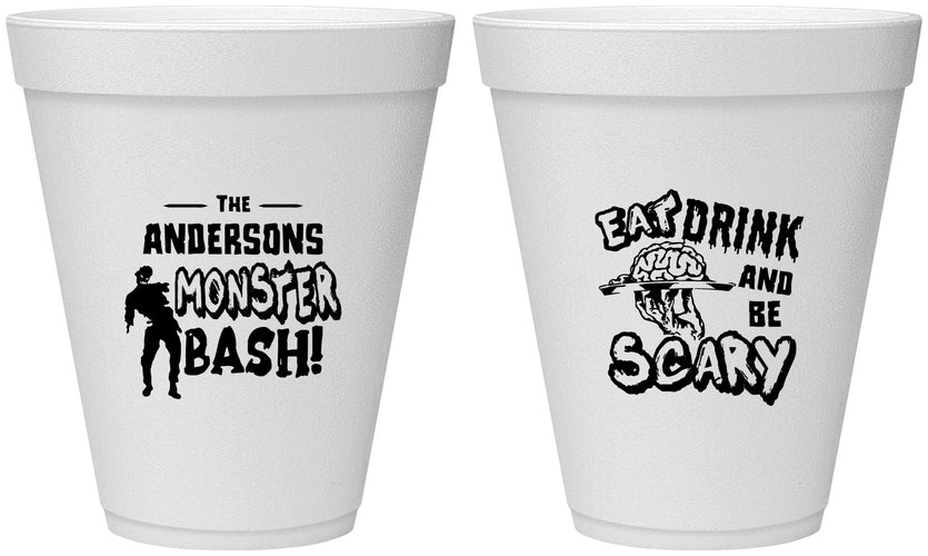 Personalized Halloween 12 oz Foam Cups - Eat Drink Be Scary | 250070