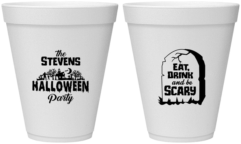 Personalized Halloween 12 oz Foam Cups - Eat Drink Be Scary | 250074