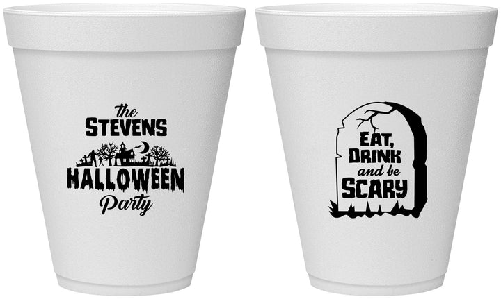 Personalized Halloween 12 oz Foam Cups - Eat Drink Be Scary | 250074