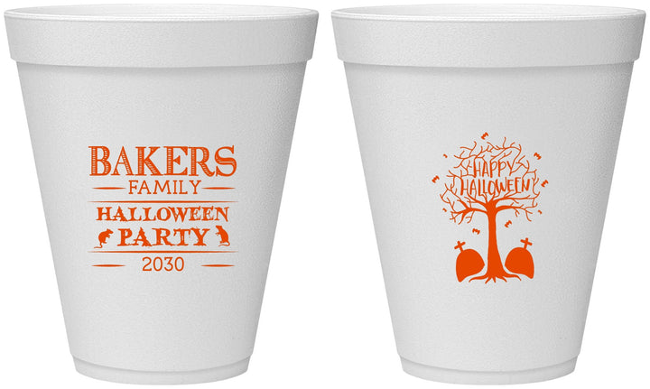 Personalized Halloween 12 oz Foam Cups - Graveyard Shift | 250076