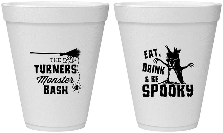 Personalized Halloween 12 oz Foam Cups - Eat Drink Be Spooky | 250077