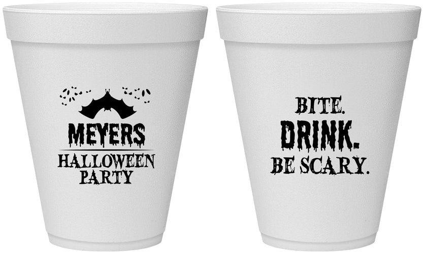Personalized Halloween 12 oz Foam Cups - Bite Drink Be Scary | 250082