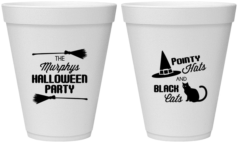 Personalized Halloween 12 oz Foam Cups - Black Cats | 250087