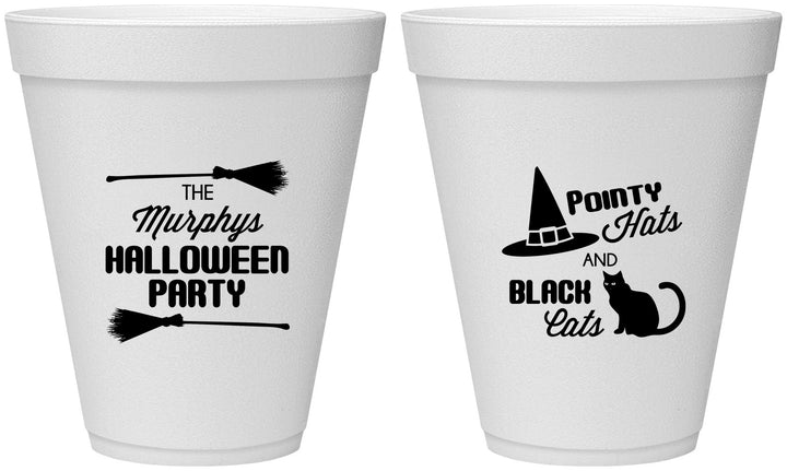 Personalized Halloween 12 oz Foam Cups - Black Cats | 250087
