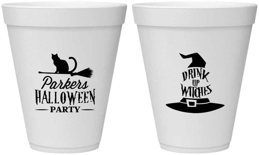 Personalized Halloween 12 oz Foam Cups - Drink Up Witches | 250094