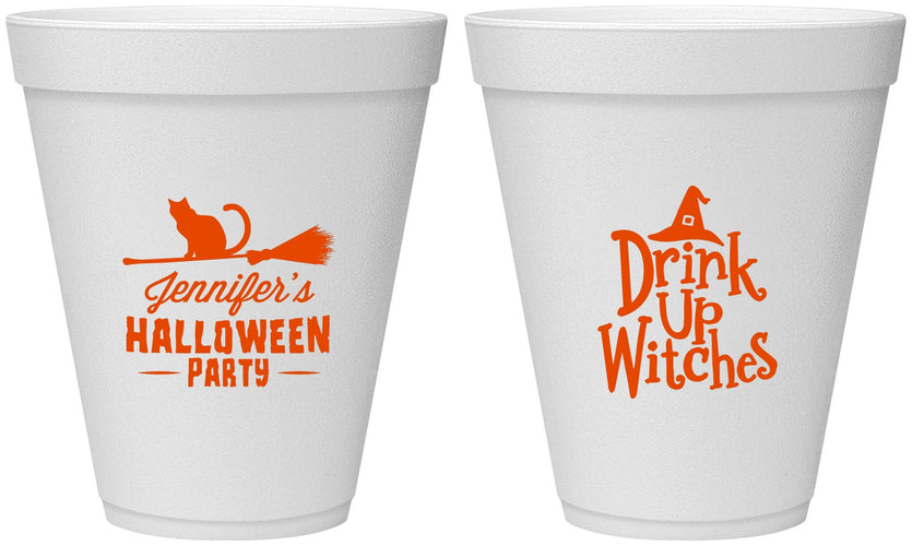 Personalized Halloween 12 oz Foam Cups - Drink Up Witches | 250096