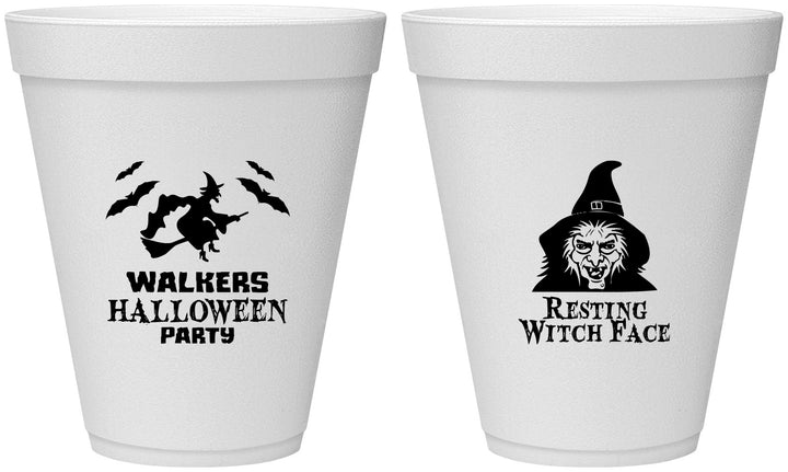 Personalized Halloween 12 oz Foam Cups - Resting Witch Face | 250099