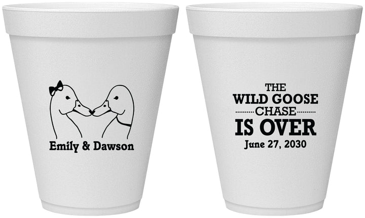 Personalized Wedding 12 oz Foam Cups - Wild Goose | 251