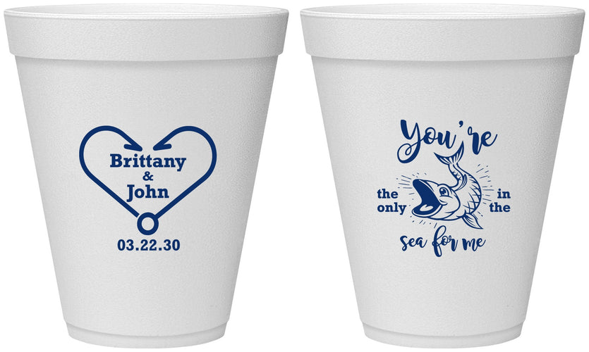 Personalized Wedding 12 oz Foam Cups - Fish In The Sea For Me | 254