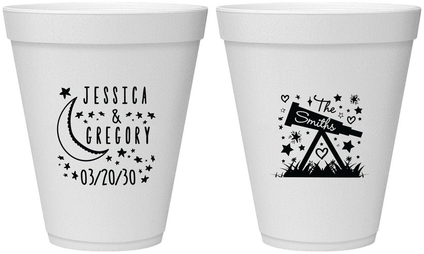 Personalized Wedding 12 oz Foam Cups - Telescope | 255